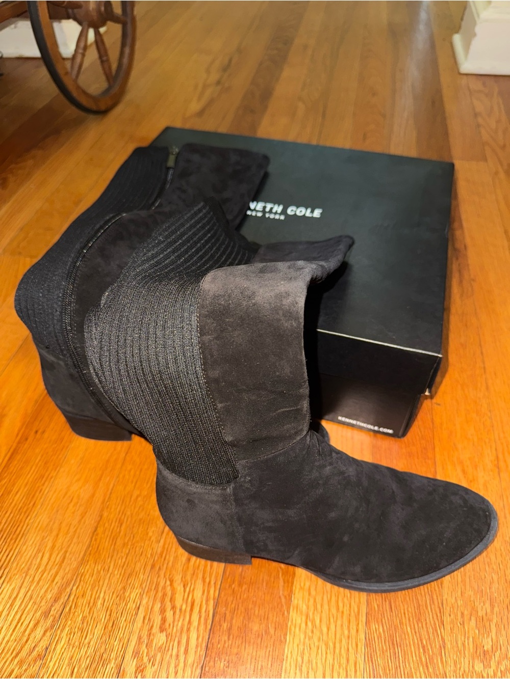Kenneth Cole Black Suede Thigh High Boots